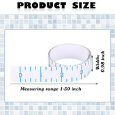 Transparent waterproof 50-inch fish ruler tape with self-adhesive back